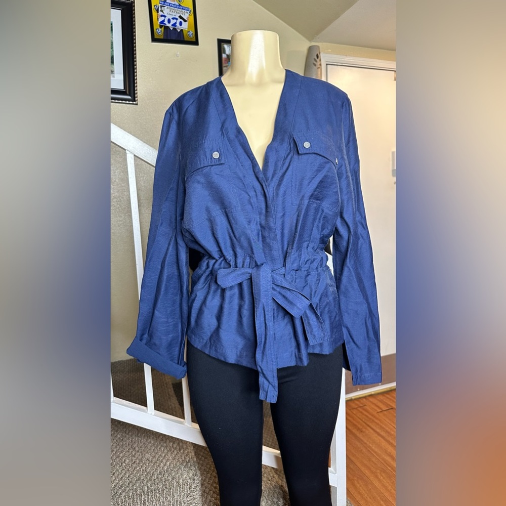 DKNY Blue Dennin Style Blouse Size S